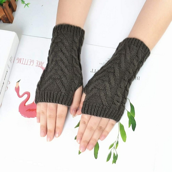 New Dark Grey Arm Warmers Fingerless Gloves - Picture 2 of 3